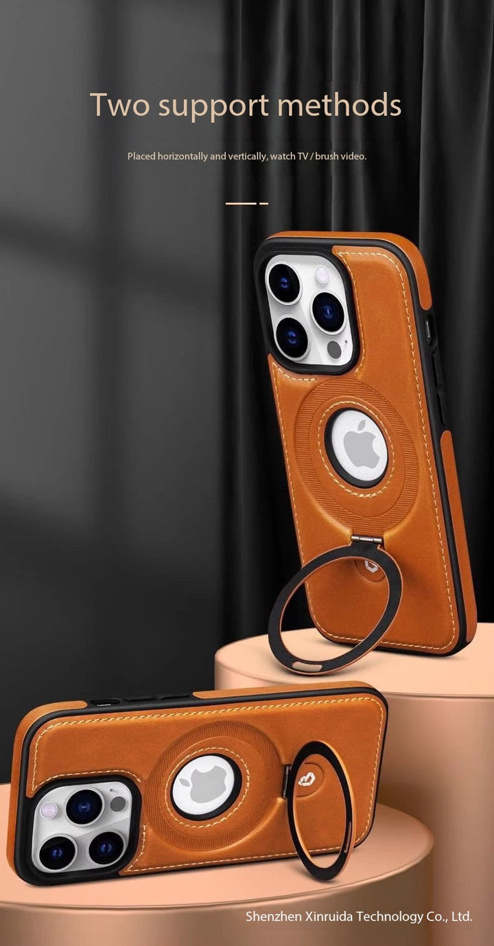 For 17ProMax Magnetisk Stativ Telefon Etui Højkvalitets Business Læder Etui