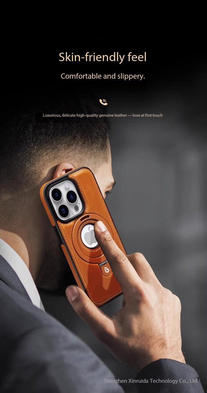 For 17ProMax Magnetisk Stativ Telefon Etui Højkvalitets Business Læder Etui