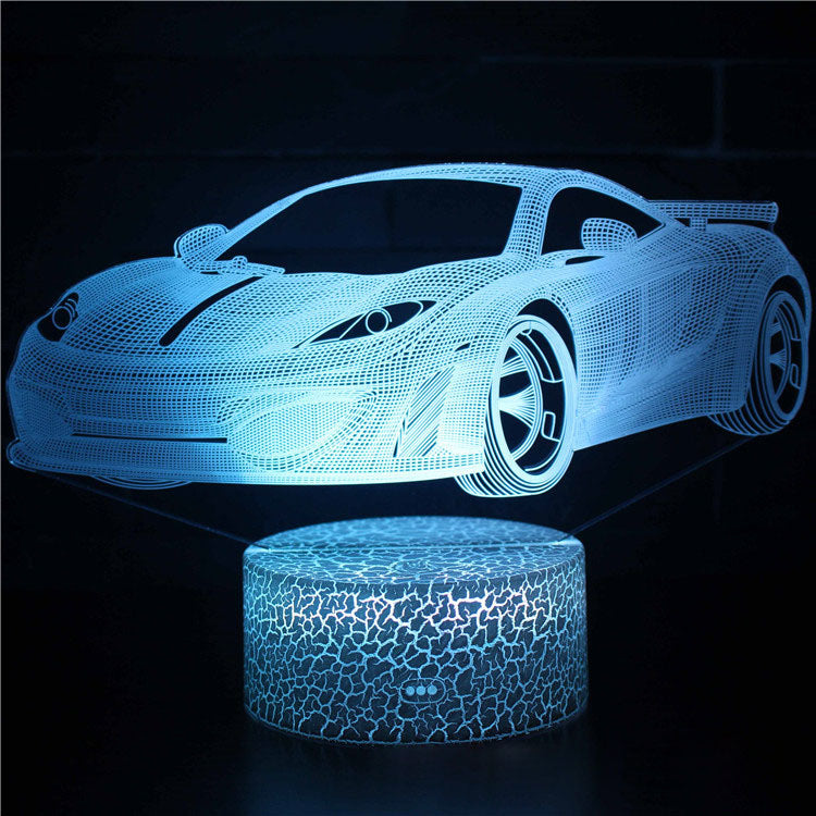 Sportsvognsserie 3D natlys LED stereo lys illusion lampe USB natbord lampe modelleringslampe dæmpning