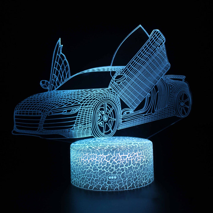 Sportsvognsserie 3D natlys LED stereo lys illusion lampe USB natbord lampe modelleringslampe dæmpning