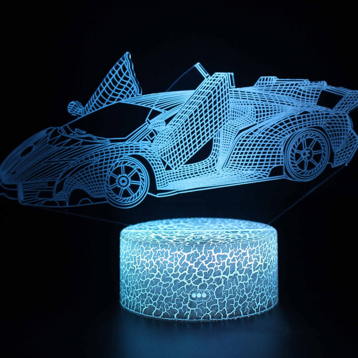 Sportsvognsserie 3D natlys LED stereo lys illusion lampe USB natbord lampe modelleringslampe dæmpning