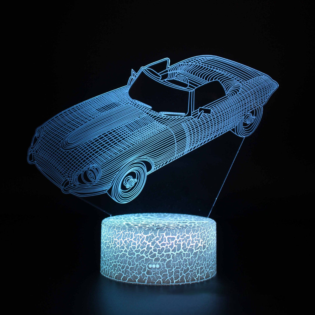 Sportsvognsserie 3D natlys LED stereo lys illusion lampe USB natbord lampe modelleringslampe dæmpning