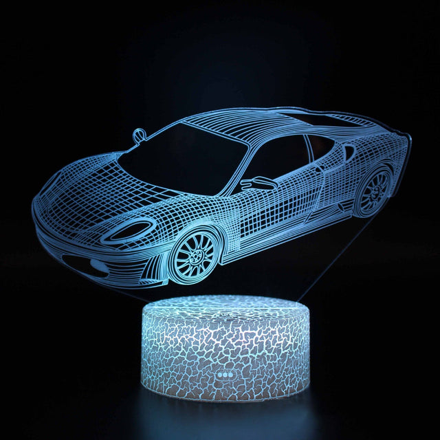 Sportsvognsserie 3D natlys LED stereo lys illusion lampe USB natbord lampe modelleringslampe dæmpning
