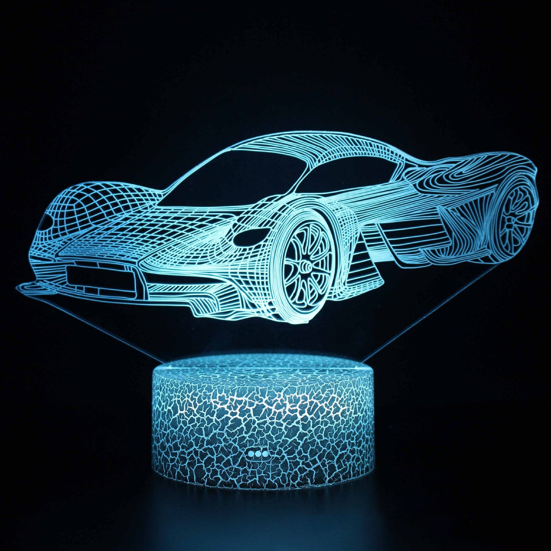 Sportsvognsserie 3D natlys LED stereo lys illusion lampe USB natbord lampe modelleringslampe dæmpning