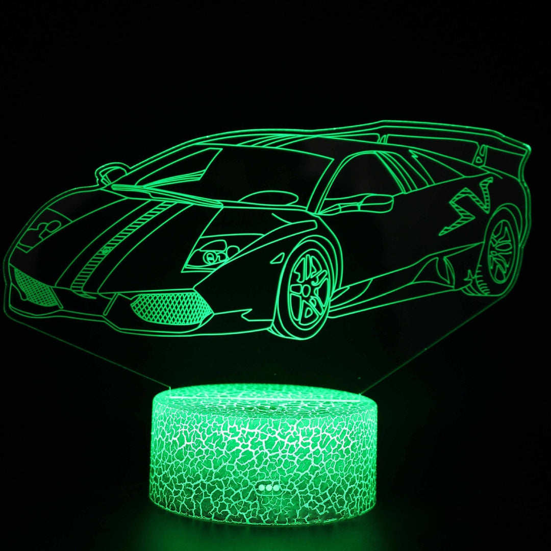 Sportsvognsserie 3D natlys LED stereo lys illusion lampe USB natbord lampe modelleringslampe dæmpning