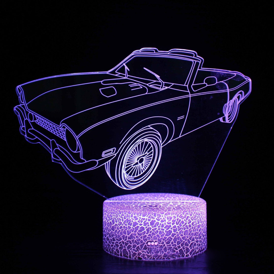 Sportsvognsserie 3D natlys LED stereo lys illusion lampe USB natbord lampe modelleringslampe dæmpning