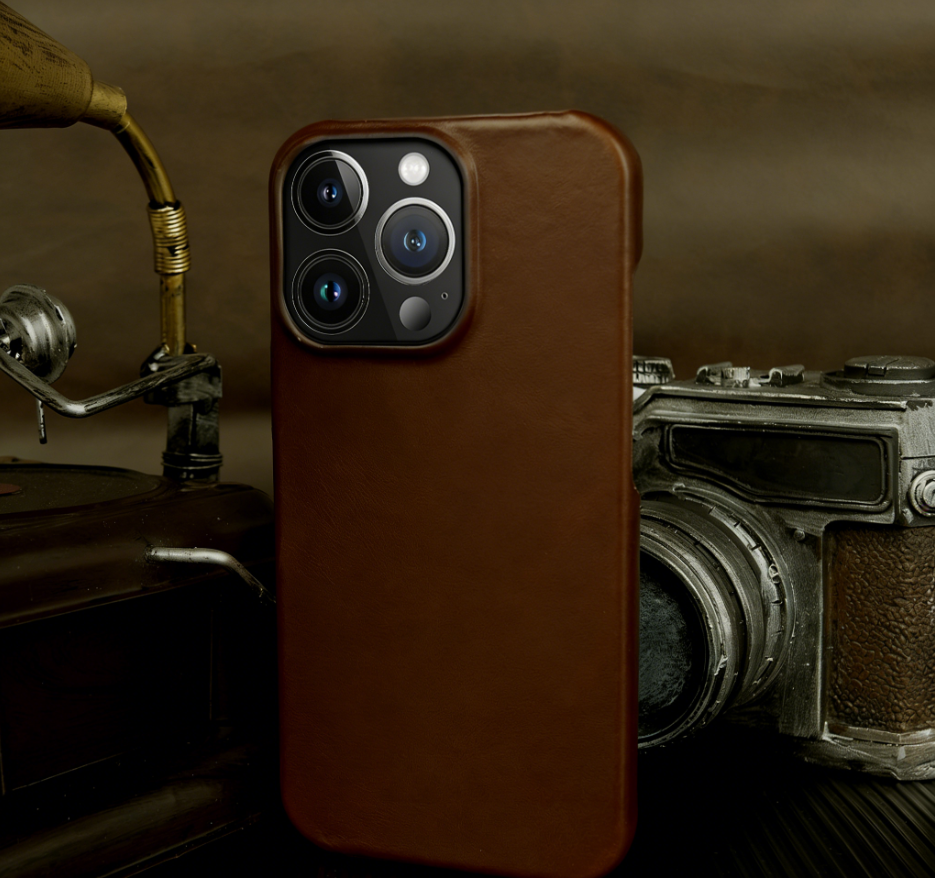 BowLtt|Premium Ægte Læder iPhone Cover (Materiale: Top-Grain Kødhud; Tykkelse: 1.2mm; Anvendelse: Stødbeskyttelse, Forretnings- og Luksus Daglig Brug)