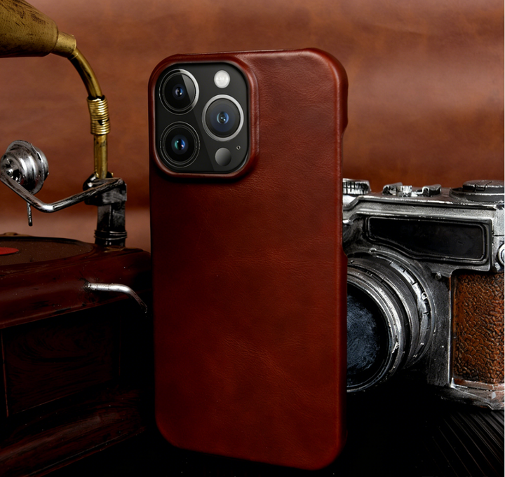 BowLtt|Premium Ægte Læder iPhone Cover (Materiale: Top-Grain Kødhud; Tykkelse: 1.2mm; Anvendelse: Stødbeskyttelse, Forretnings- og Luksus Daglig Brug)