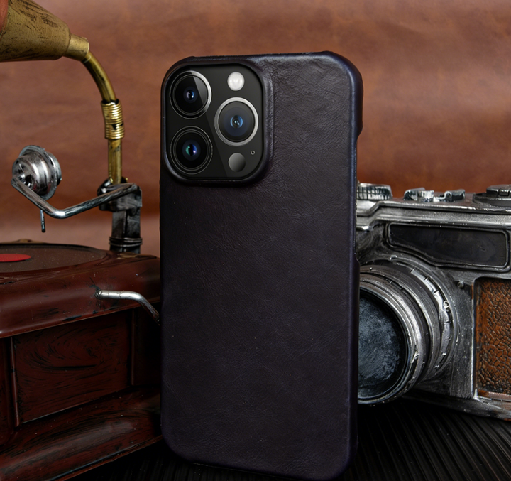 BowLtt|Premium Ægte Læder iPhone Cover (Materiale: Top-Grain Kødhud; Tykkelse: 1.2mm; Anvendelse: Stødbeskyttelse, Forretnings- og Luksus Daglig Brug)