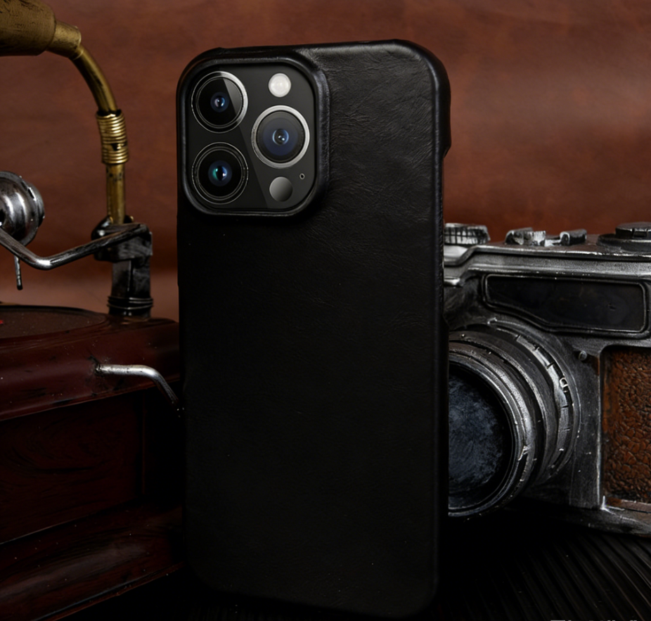BowLtt|Premium Ægte Læder iPhone Cover (Materiale: Top-Grain Kødhud; Tykkelse: 1,2 mm; Anvendelse: Faldbeskyttelse, Forretnings- &amp; Luksus Daglig Brug)