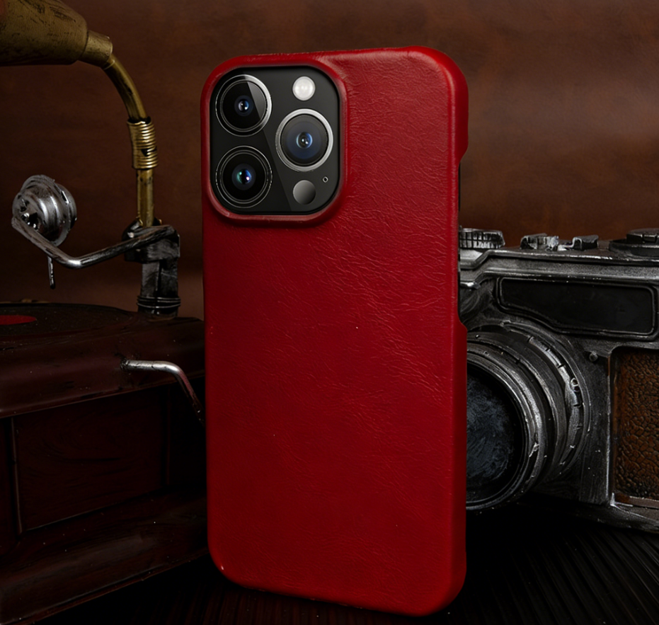 BowLtt|Premium Ægte Læder iPhone Cover (Materiale: Top-Grain Kødhud; Tykkelse: 1.2mm; Anvendelse: Stødbeskyttelse, Forretnings- og Luksus Daglig Brug)