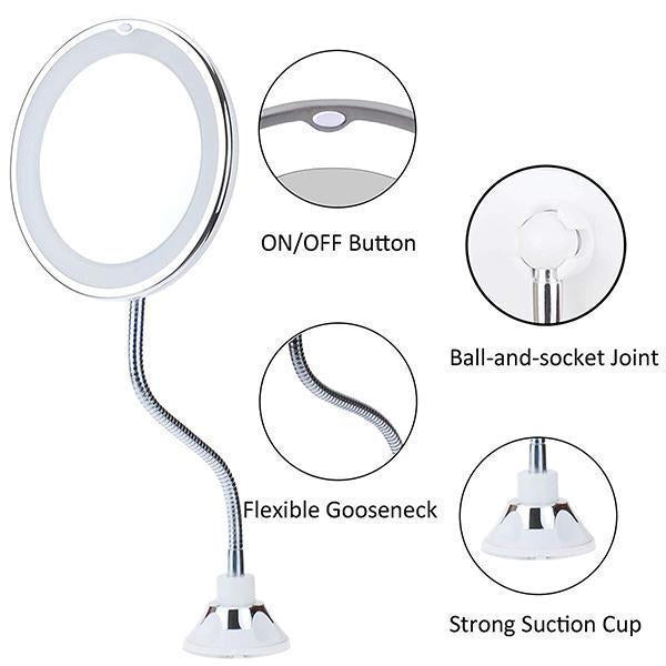 10x forstørrelse LED-oplyst makeup spejl