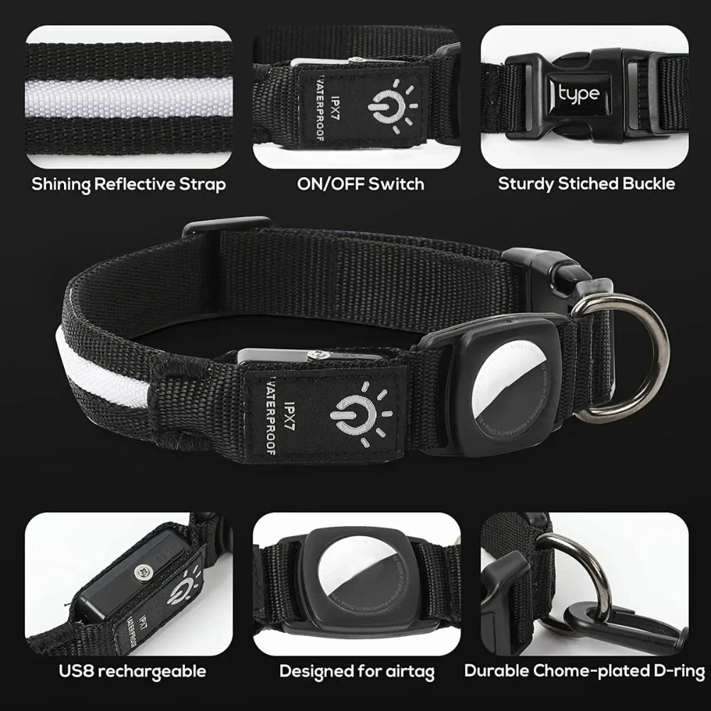 Flashing Hundehalsbånd – Vandtæt LED Lysende Hundehalsbånd med USB Genopladeligt Glød, Hundehalsbånd Belyst for Nat Sikkerhed, Alle Størrelser