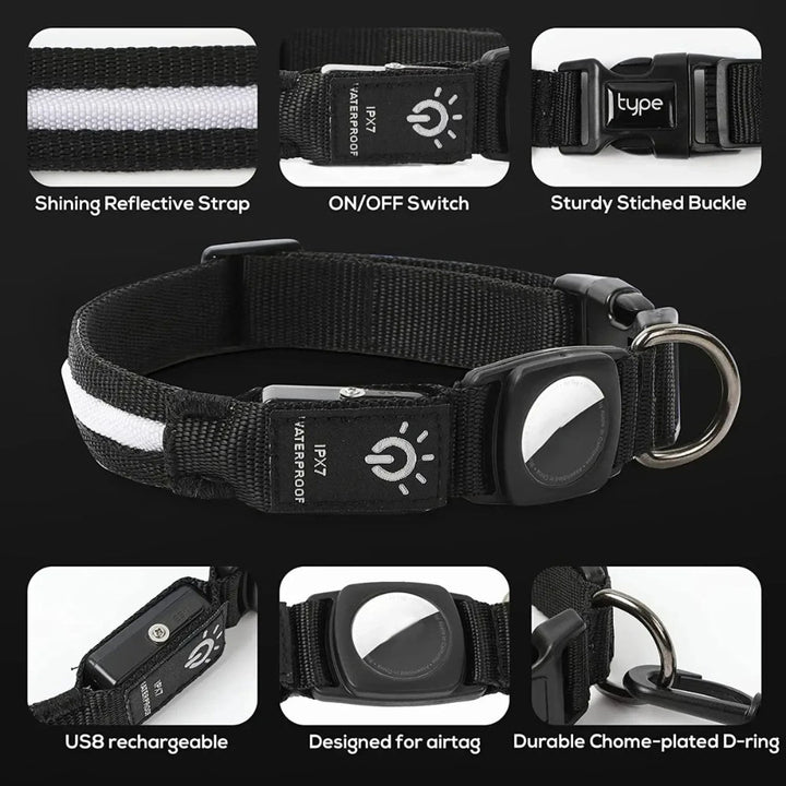 Flashing Hundehalsbånd – Vandtæt LED Lysende Hundehalsbånd med USB Genopladeligt Glød, Hundehalsbånd Belyst for Nat Sikkerhed, Alle Størrelser