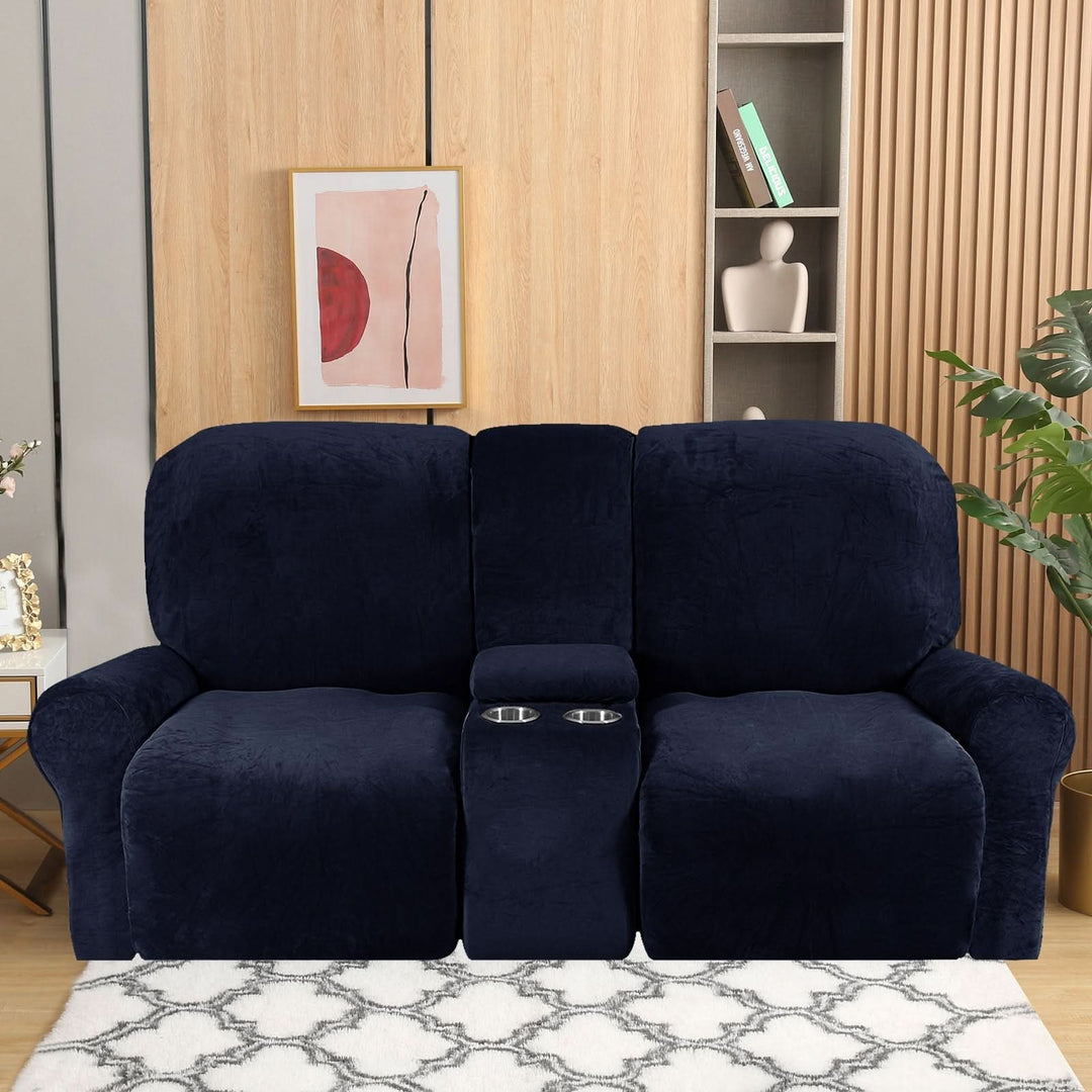 2-personers Recliner Sofa Cover med Kop Holdere – Velvet Plush