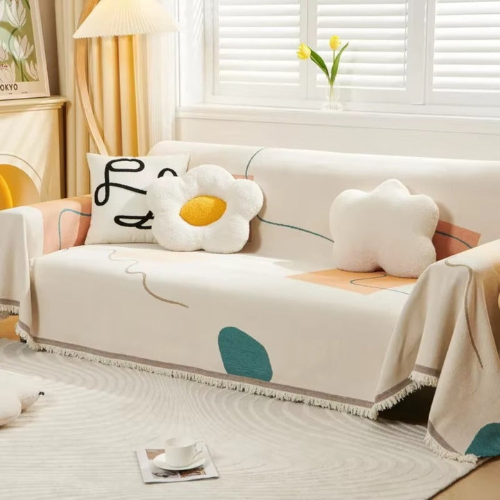 Meringue Chenille Geometri Sofa Betræk