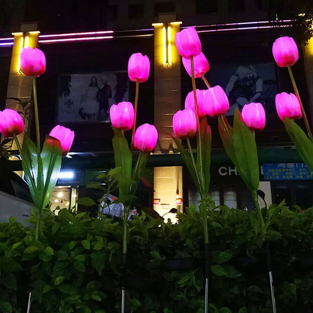 Solar Tulip Plænelampe Udendørs Have LED Tulipan Blomsterlampe Jordspyd Landskabsbelysning