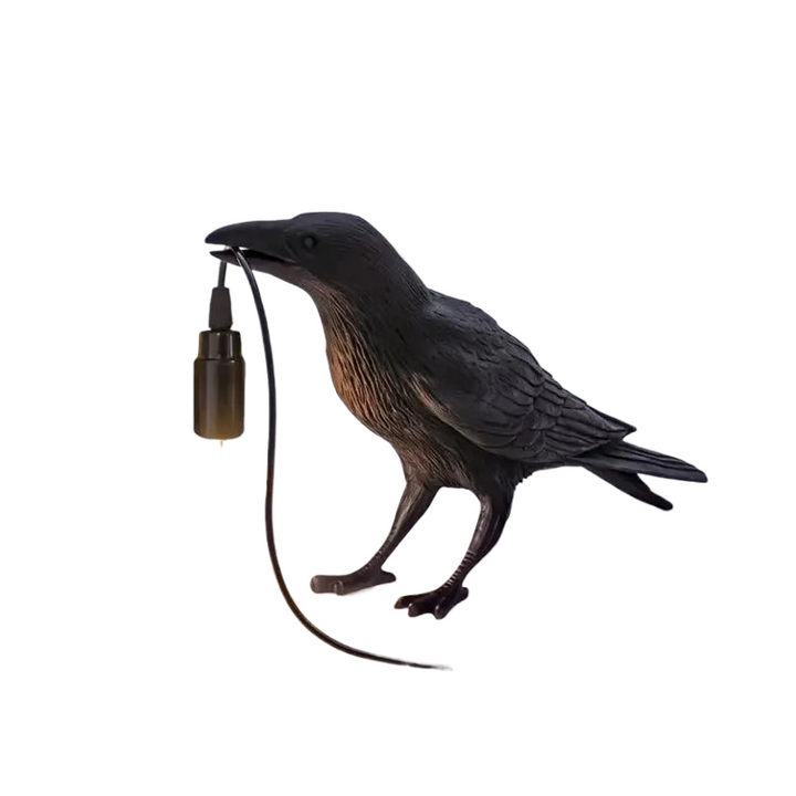 E14-pære med stik, gotisk ravn lampe, vintage resin fuglelampe til natbord, kontor, stue, landhus art deco stil