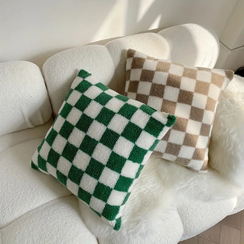 Checkerboard Faux Fur Pillowcase