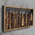 Vægdekoration - WoodForrest 3D - Fortryllende Skovscene - Ræv & Træskygge