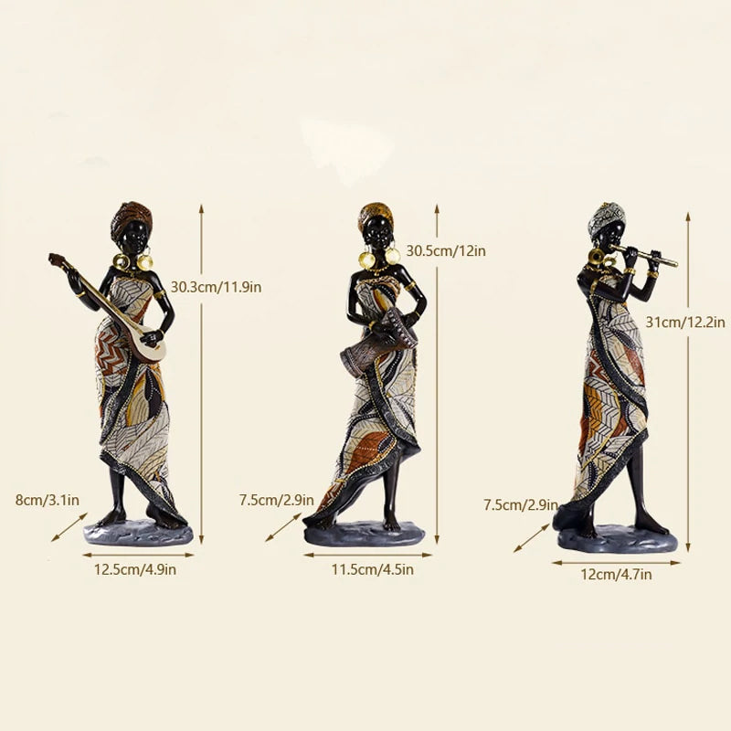 Afrikansk Kvindelig Musiker Skulptur