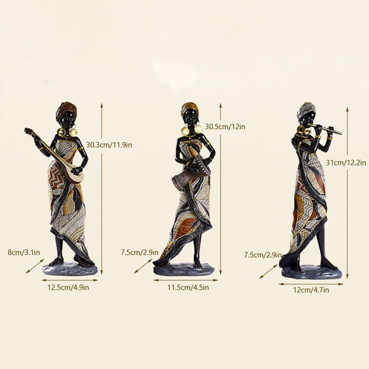 Afrikansk Kvindelig Musiker Skulptur
