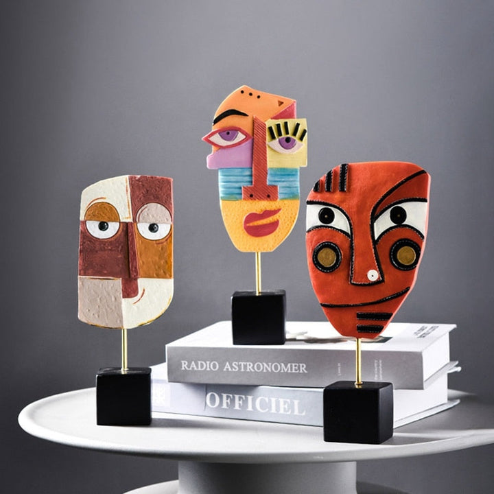 Abstrakt Pop Art Ansigt Hjem Skulptur
