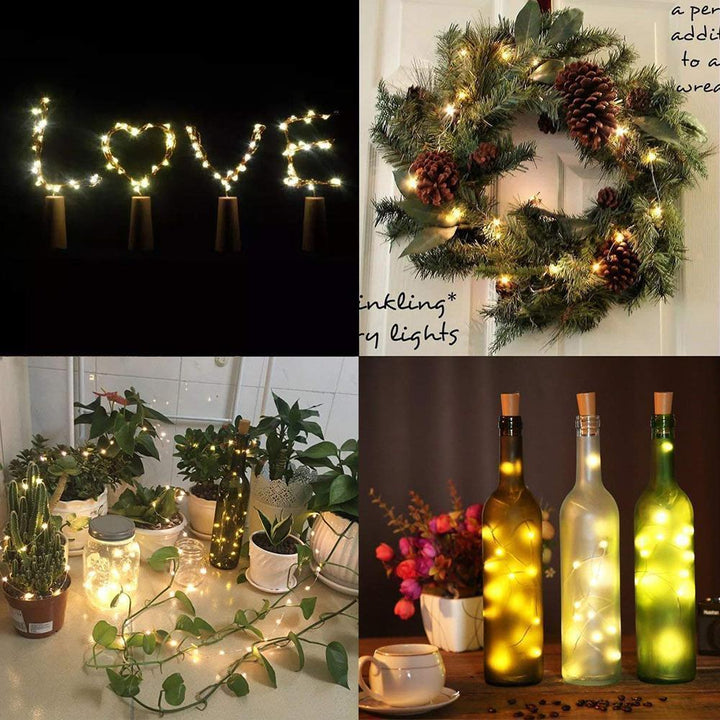 Led Flaske Lys Kork Nattelys DIY Dekor |