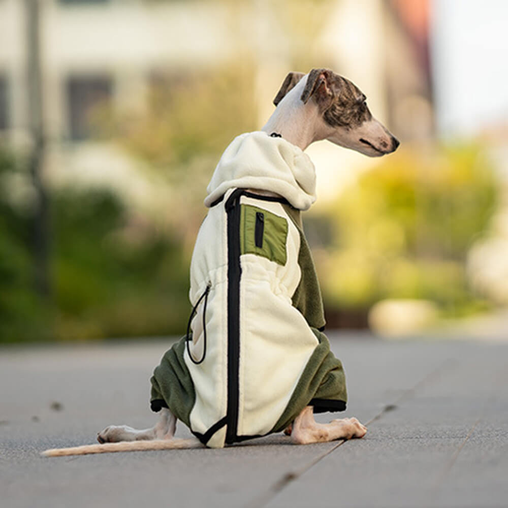 Fuldt Beskyttende Polar Fleece Hundedragt med Aftagelig Krave