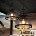 Antik Glas Jern Retro Industriel Kranse Pendel Loftlamper