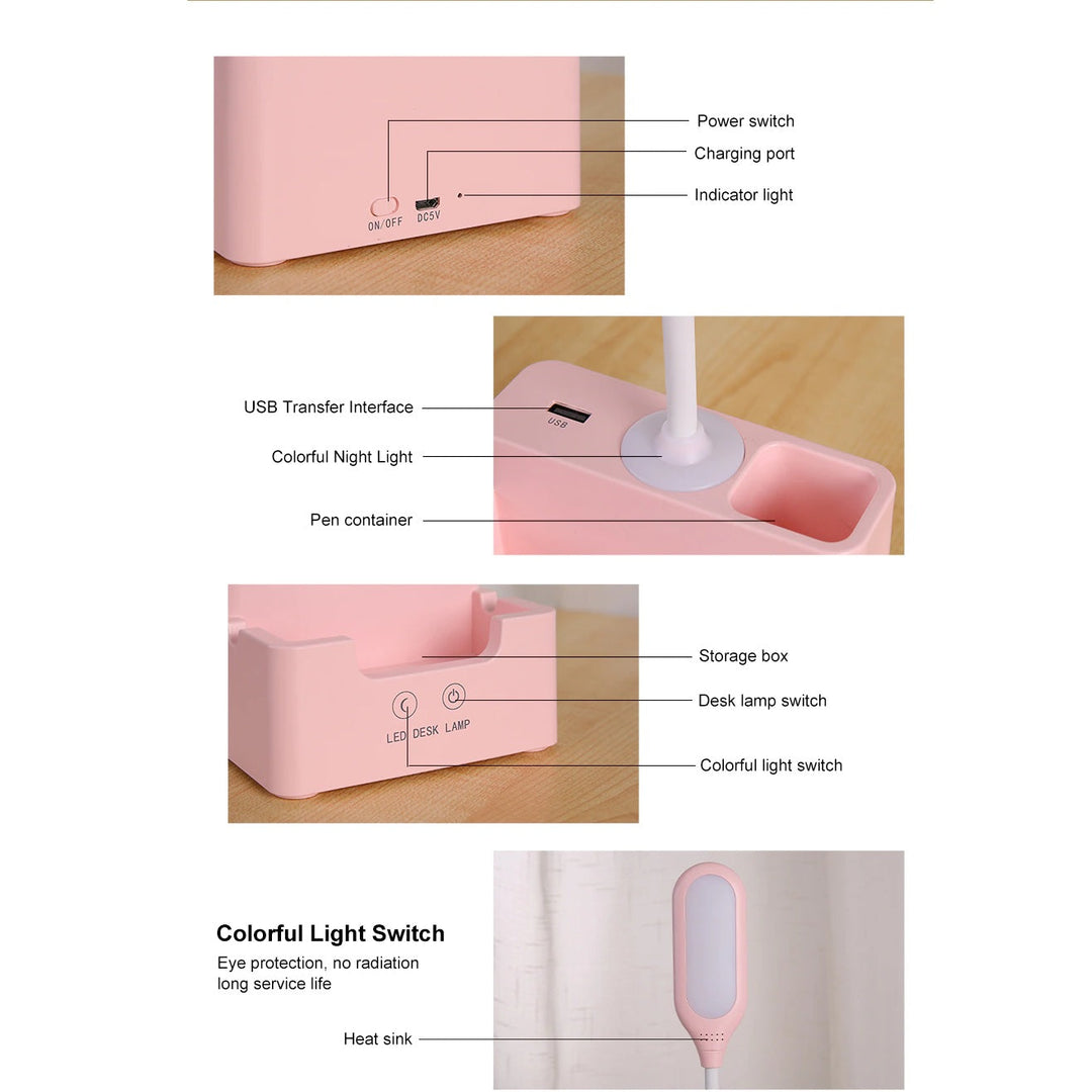 Skrivebordslampe med telefonholder
