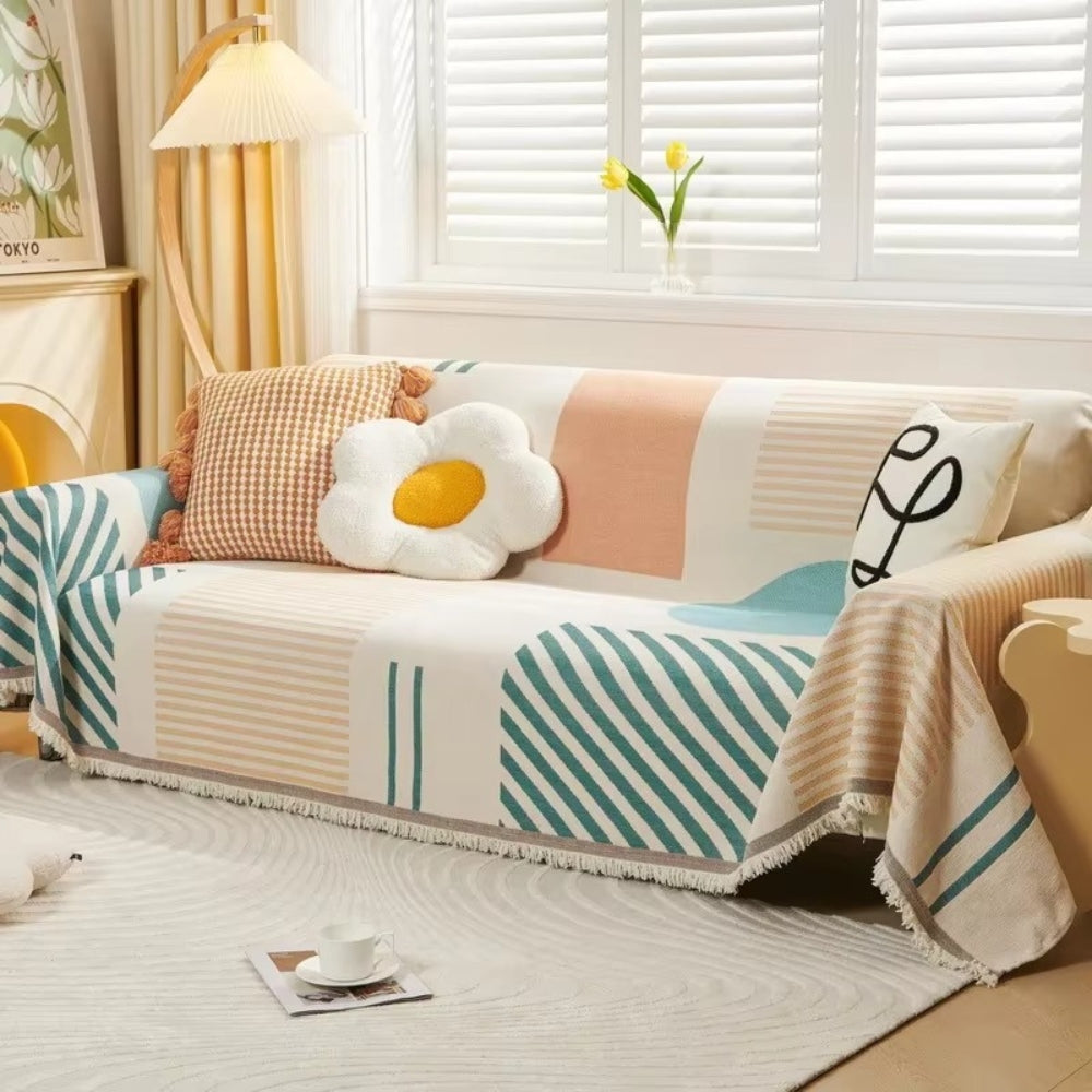 Meringue Chenille Geometri Sofa Betræk