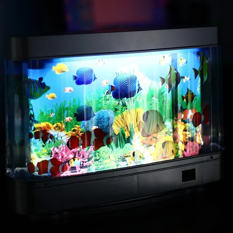 Virtuel Ocean Skrivebord Akvarium med LED Natlys