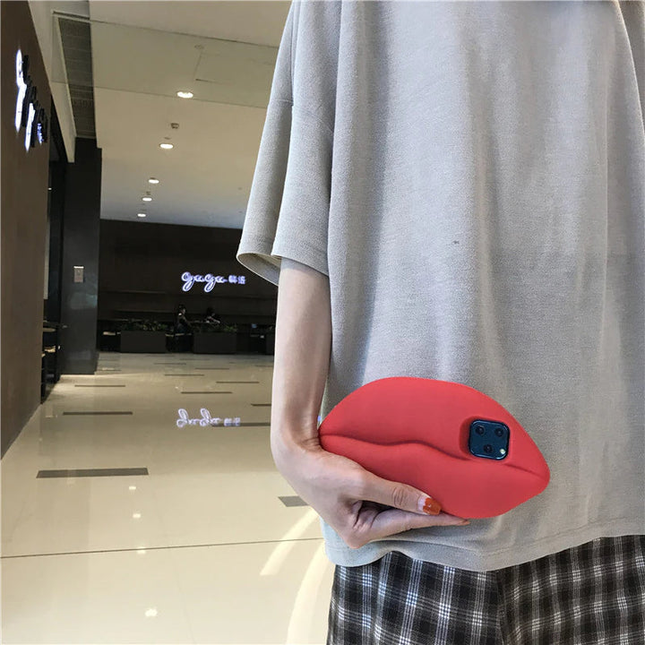 3D Store Røde Læbe Mund Kys Blød Silikone Skulder iPhone Covers