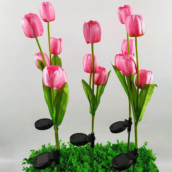 Solar Tulip Plænelampe Udendørs Have LED Tulipan Blomsterlampe Jordspyd Landskabsbelysning