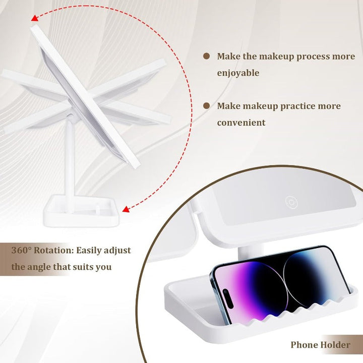 Tri-Fold LED Makeup Spejl