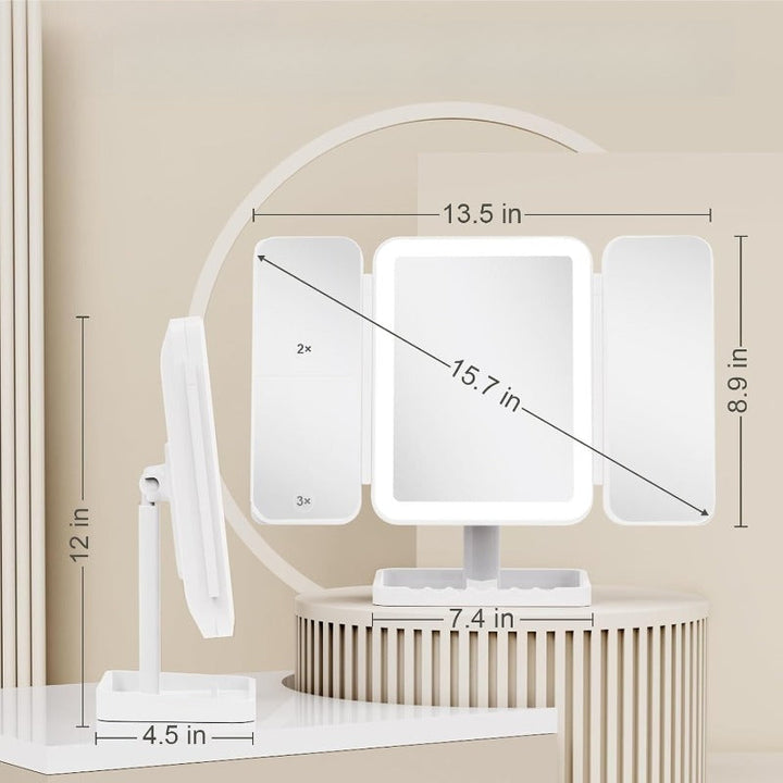 Tri-Fold LED Makeup Spejl