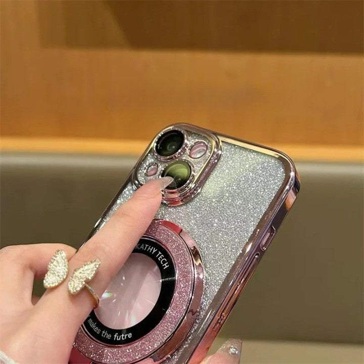 Glitter Magnetisk Ring Stativ Telefon Etui