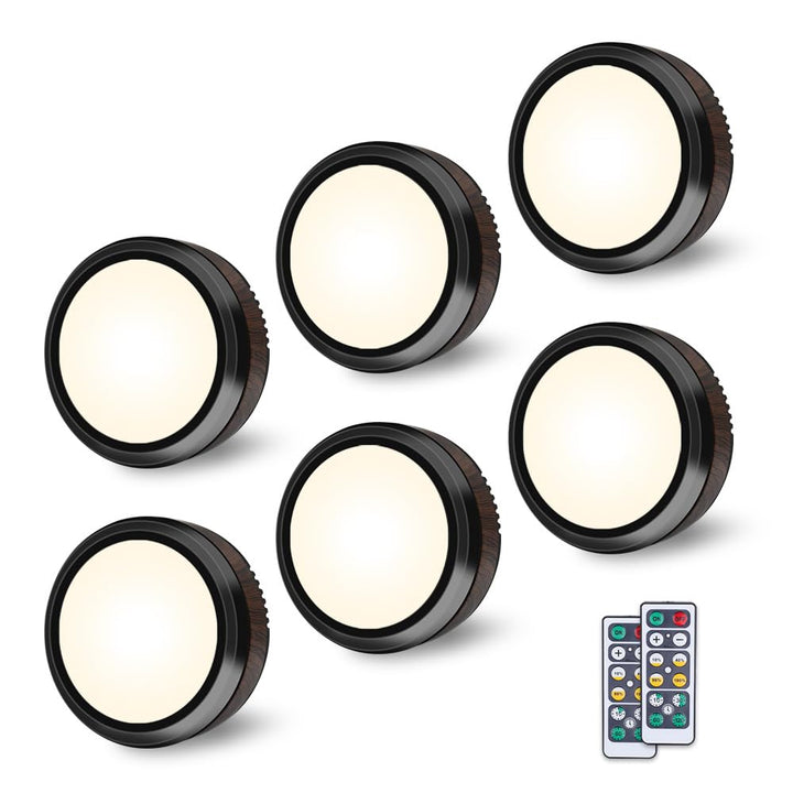 Leastyle Fjernbetjent Led Puck Lys, dæmpbart batteridrevet Under Skab Lys - 6 Pakke Naturlig Hvid