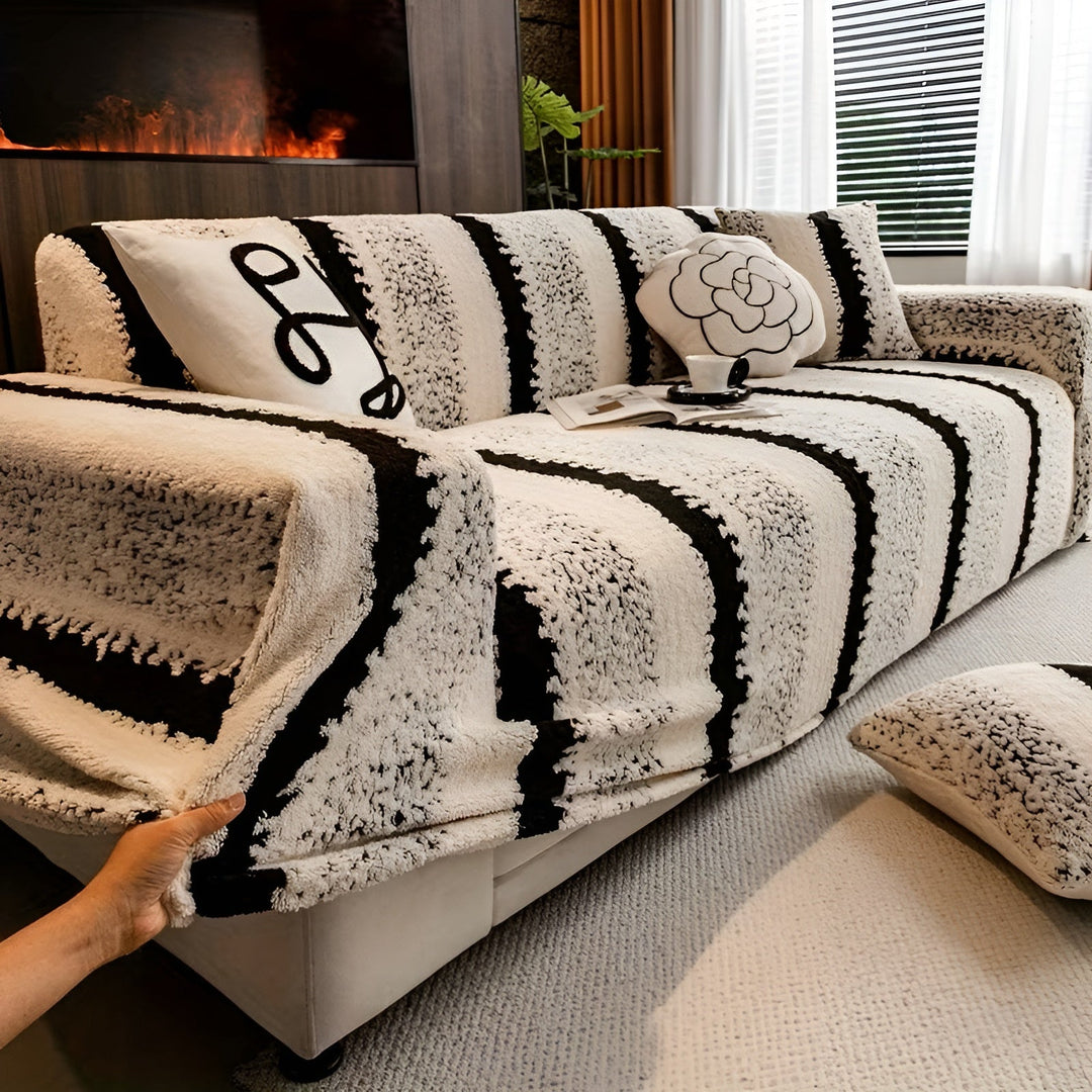 Plush sofaovertræk (2 dele) – Blødt, varmt og dekorativt | Beskytter din sofa stilfuldt |