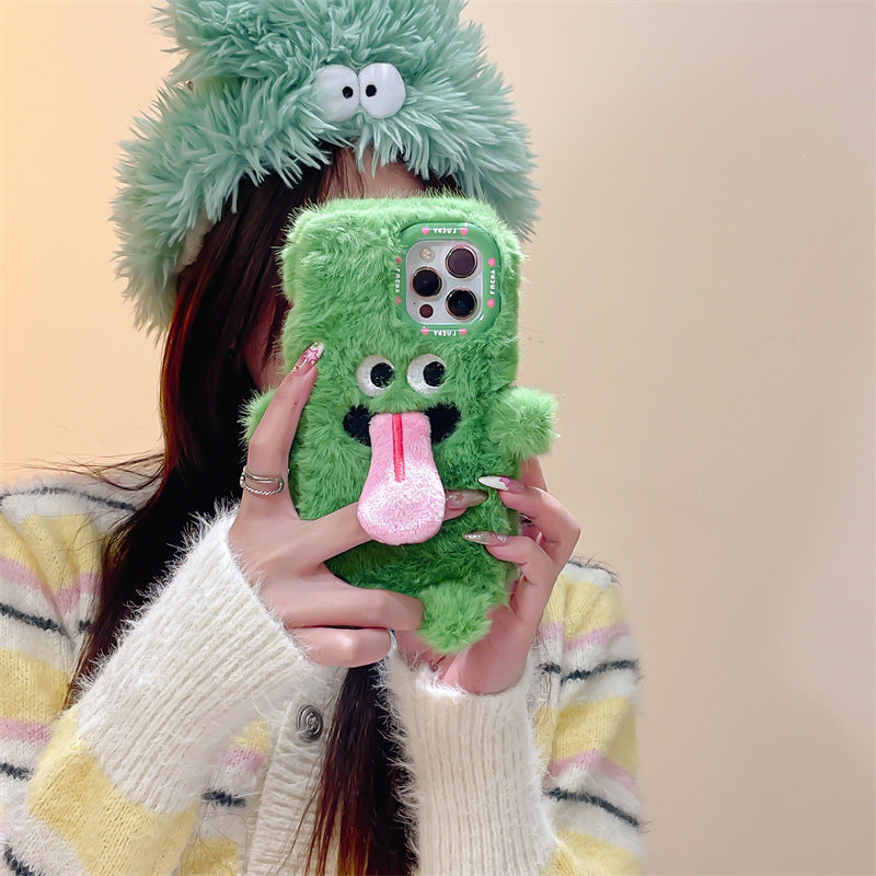 Sjovt Tunge Stikkende Plush Telefon Etui Til iPhone