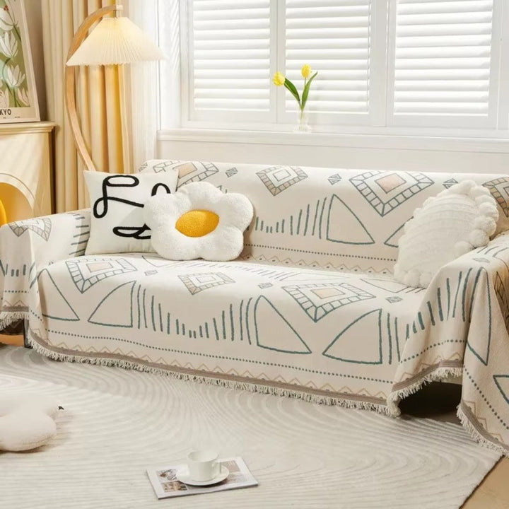 Meringue Chenille Geometri Sofa Betræk