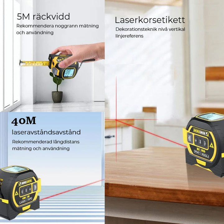 3-i-1 Infrarød Laser Båndmåler
