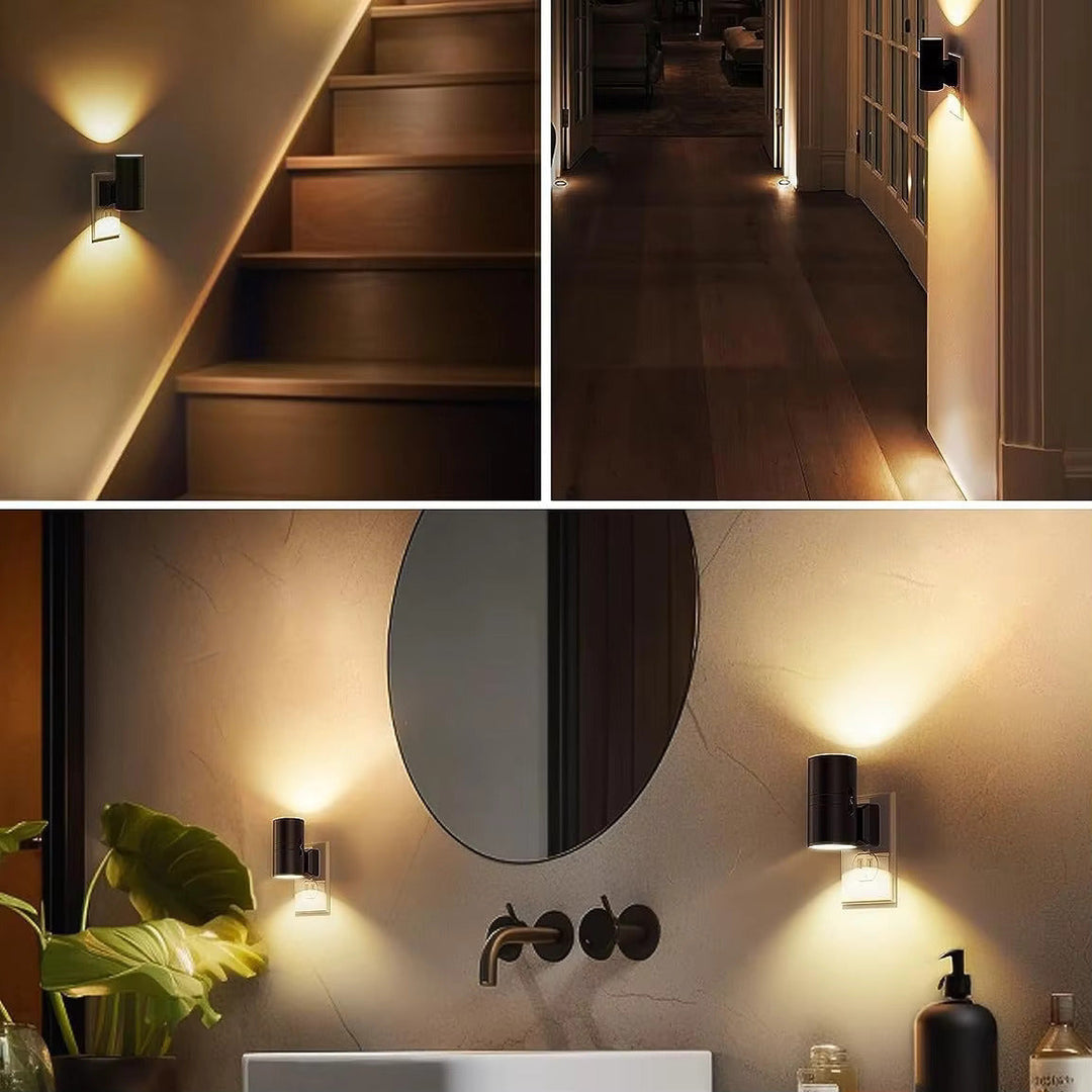 Luksus Plug-In Ambient Natlys – Dæmpbar LED Væglampe med Sensor (3000K Varm Glød)