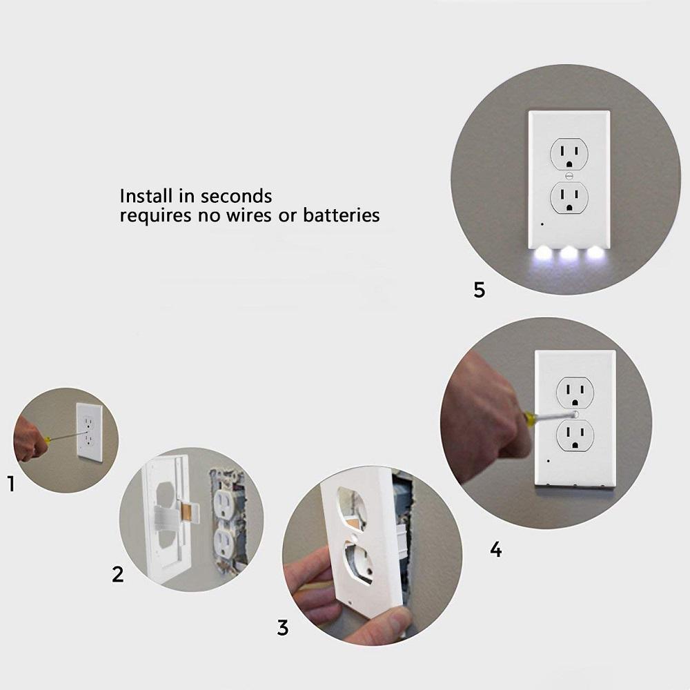 Stikkontakt vægplade med LED natlys