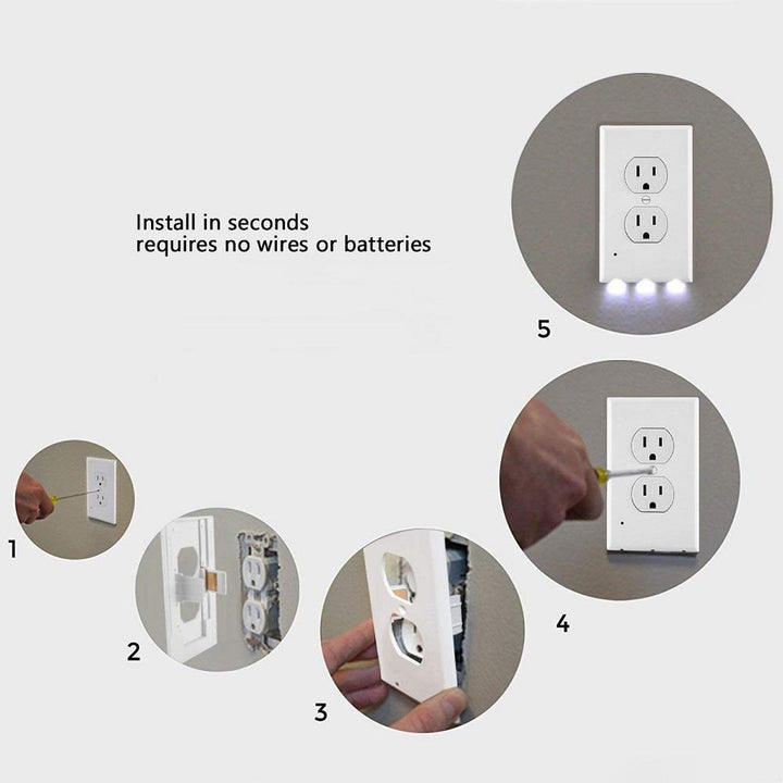 Stikkontakt vægplade med LED natlys