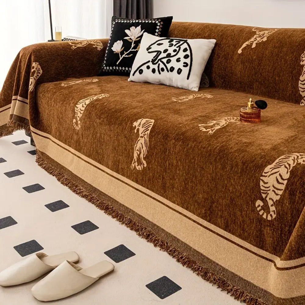 Safari Tiger Chenille Sofa Dækken
