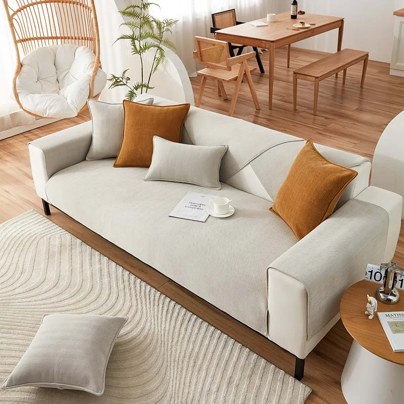 Bølget Tjek Chenille Stof Møbelbeskytter Sofa Dække
