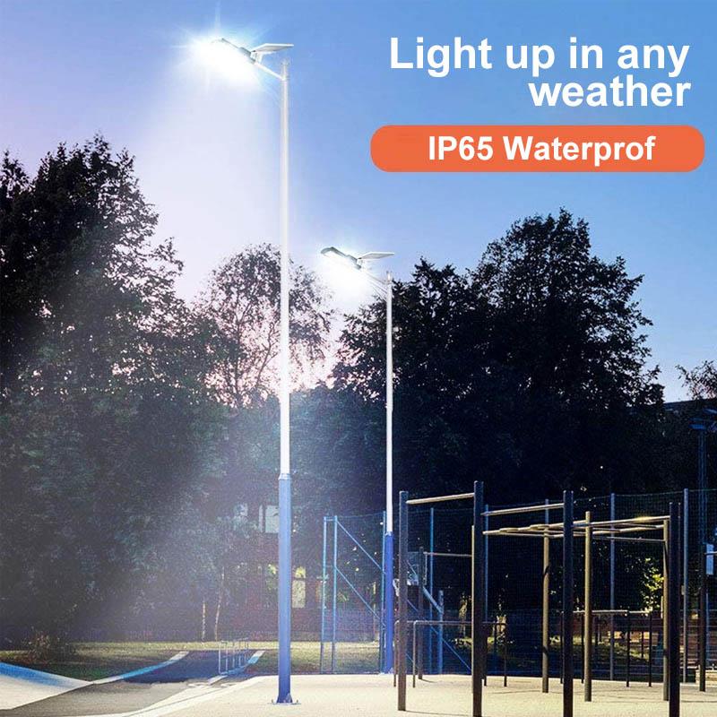 200W Udendørs Solar LED Lampe med Fjernbetjening, Bevægelses- og Skumringssensor