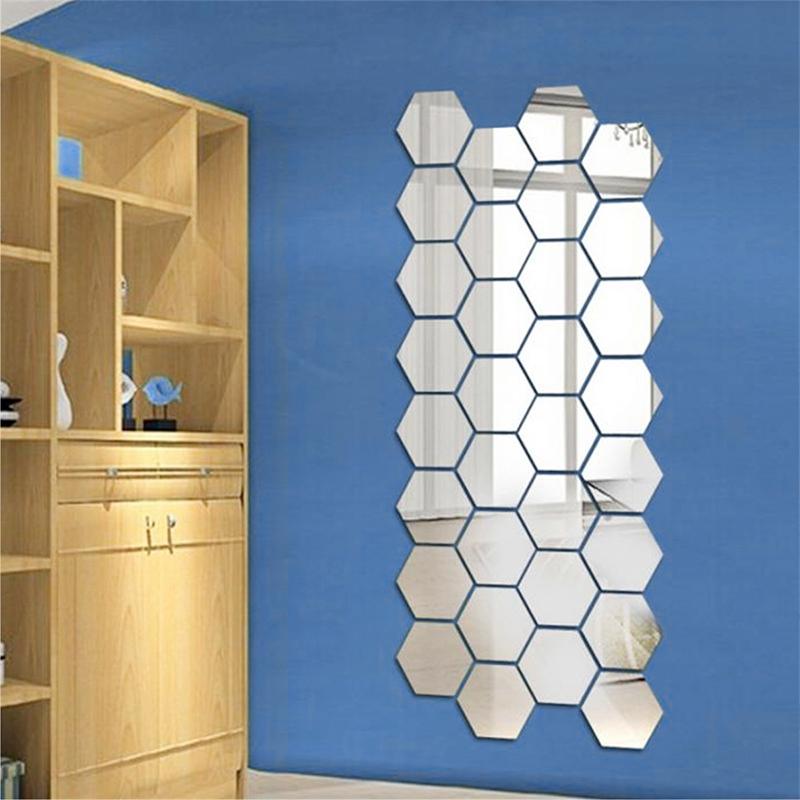 Hexagonal Spejl Vægklistermærke